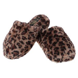 CTM Women's Plush Animal Print Slippers